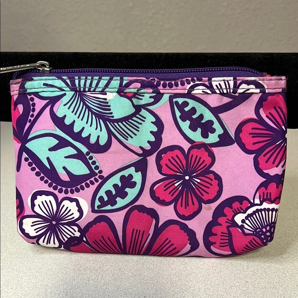 Modella Pink and Purple Cosmetic Bag with Tropical Print